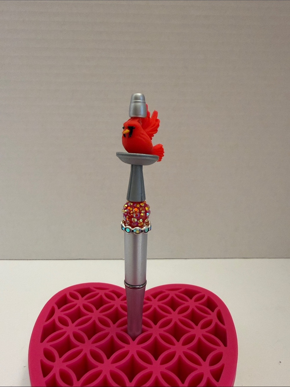 Red Cardinal Bird Pen with Silver Accent